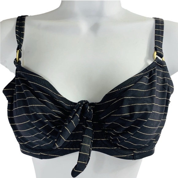 NWT 36D bikini top, black and gold, size 12, would fit a 34D or a 36D - Picture 1 of 6